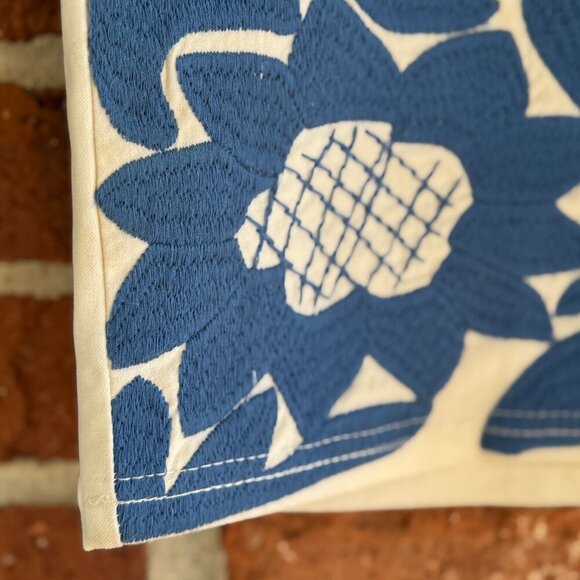 J. Marie Embroidered Mini Skirt | Blue White Tropical Floral Birds | Size S est. - Picture 8 of 10